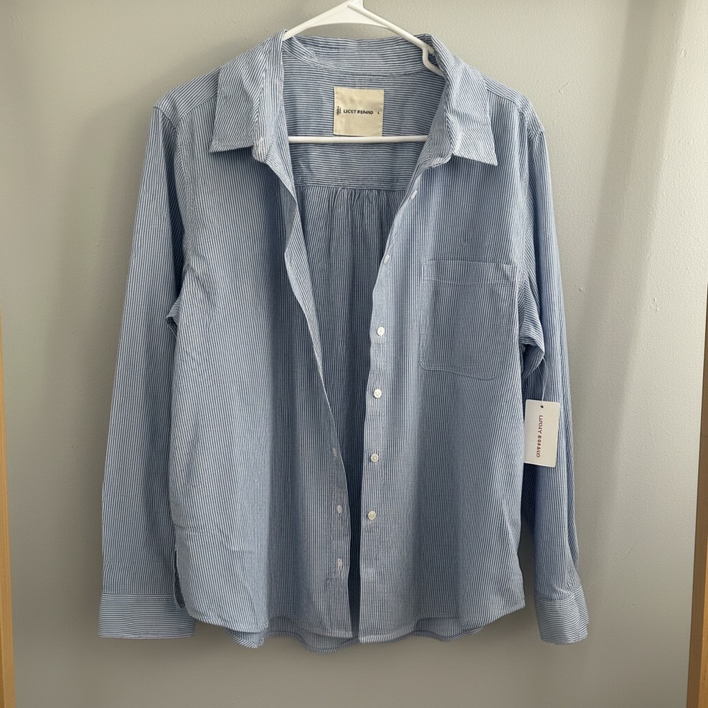 Lucky Brand Light Blue Striped Button Down Shirt - Picture 2 of 4